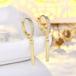 Silver Tone Korean Geometric Crystal Earrings