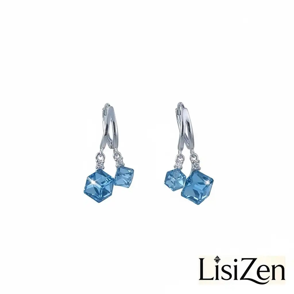 Silver Translucent Blue Jelly Hoop Earrings