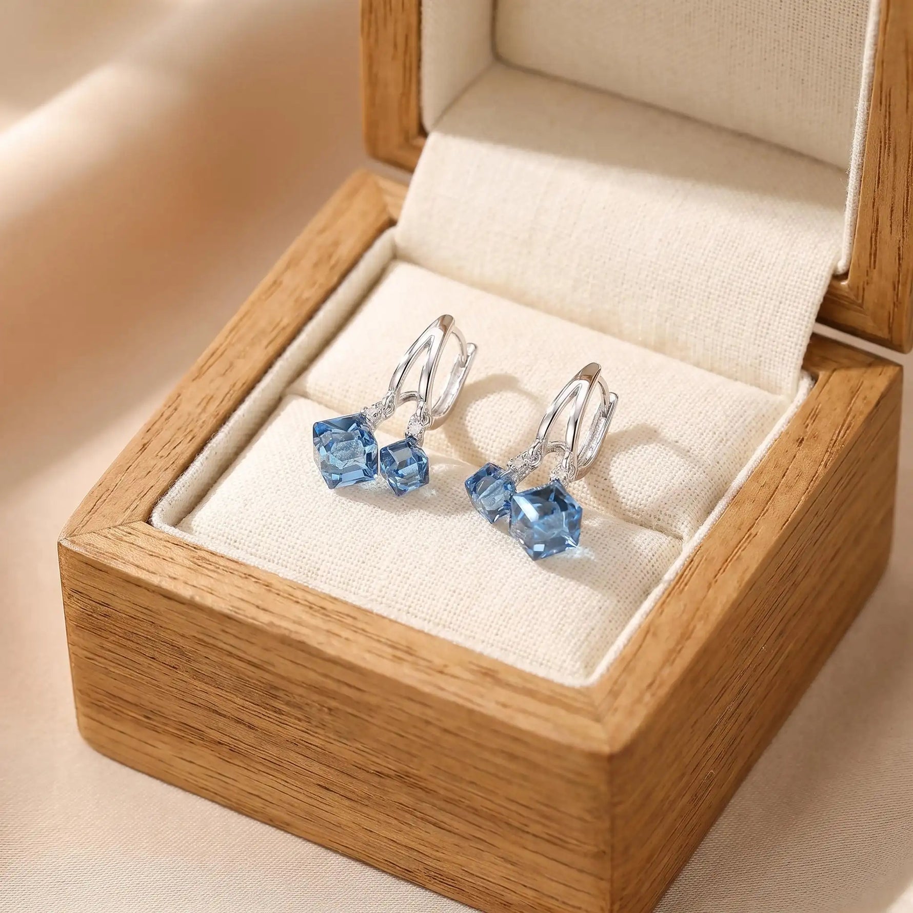 Silver Translucent Blue Jelly Hoop Earrings