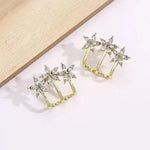 Silver Triple Flower Stud Earrings