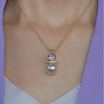 Single Round Pearl Pendant Necklace