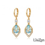 Sky Blue Rhombus Teardrop Drop Earrings
