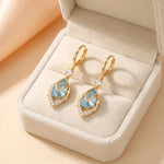 Sky Blue Rhombus Teardrop Drop Earrings