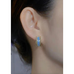 Slim Turquoise Crystal Huggie Earrings