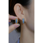 Slim Turquoise Crystal Huggie Earrings