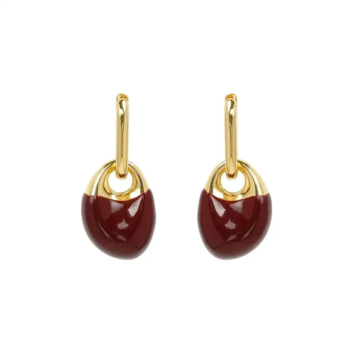 Small and Oil-Painted Wine Red Stud Earrings