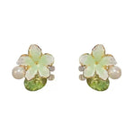 Small Crystal Flower Pearl Earrings