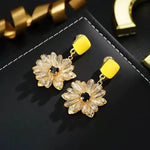 Small Daisy Crystal Flower Earrings