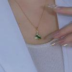 Small Green Christmas Tree Pendant Necklace