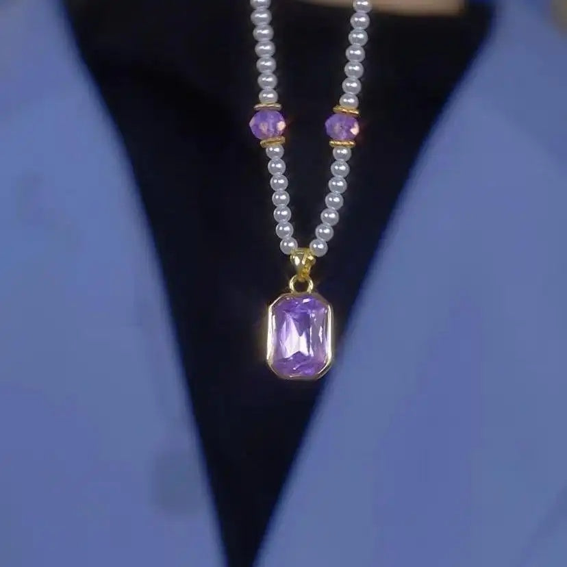 Small Sense Pearl Trend Violet Necklace