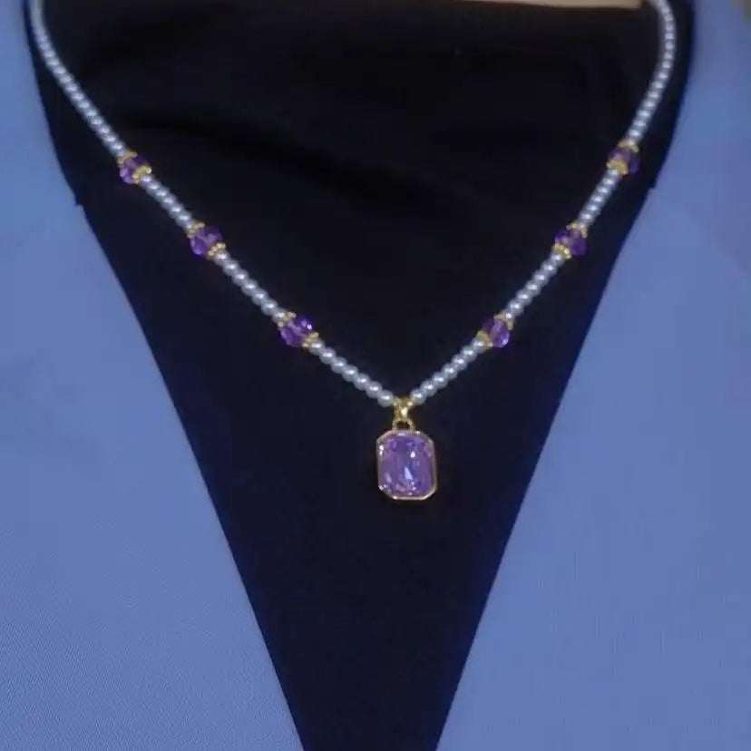 Small Sense Pearl Trend Violet Necklace