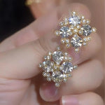 Snowflake Crystal Cluster Stud Earrings