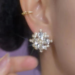 Snowflake Crystal Cluster Stud Earrings