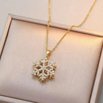 Snowflake Crystal Flower Rotating Necklace