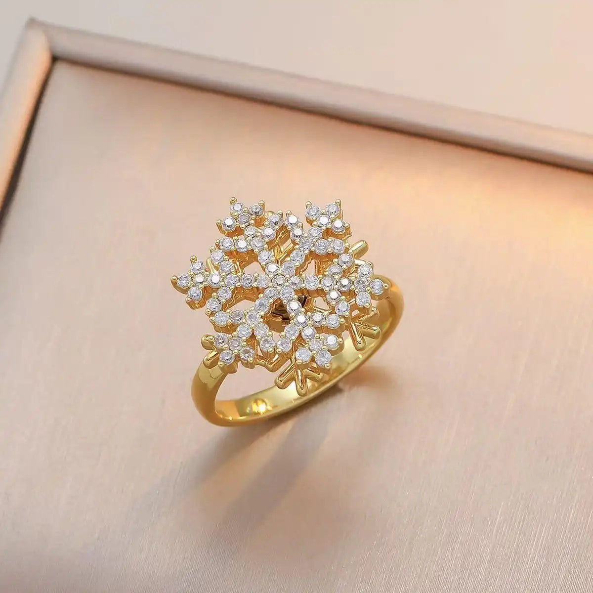 Snowflake Crystal Flower Rotating Necklace
