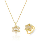 Snowflake Crystal Flower Rotating Necklace