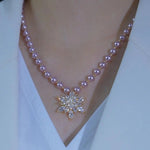 Snowflake Pearl-Tone Pendant Necklace