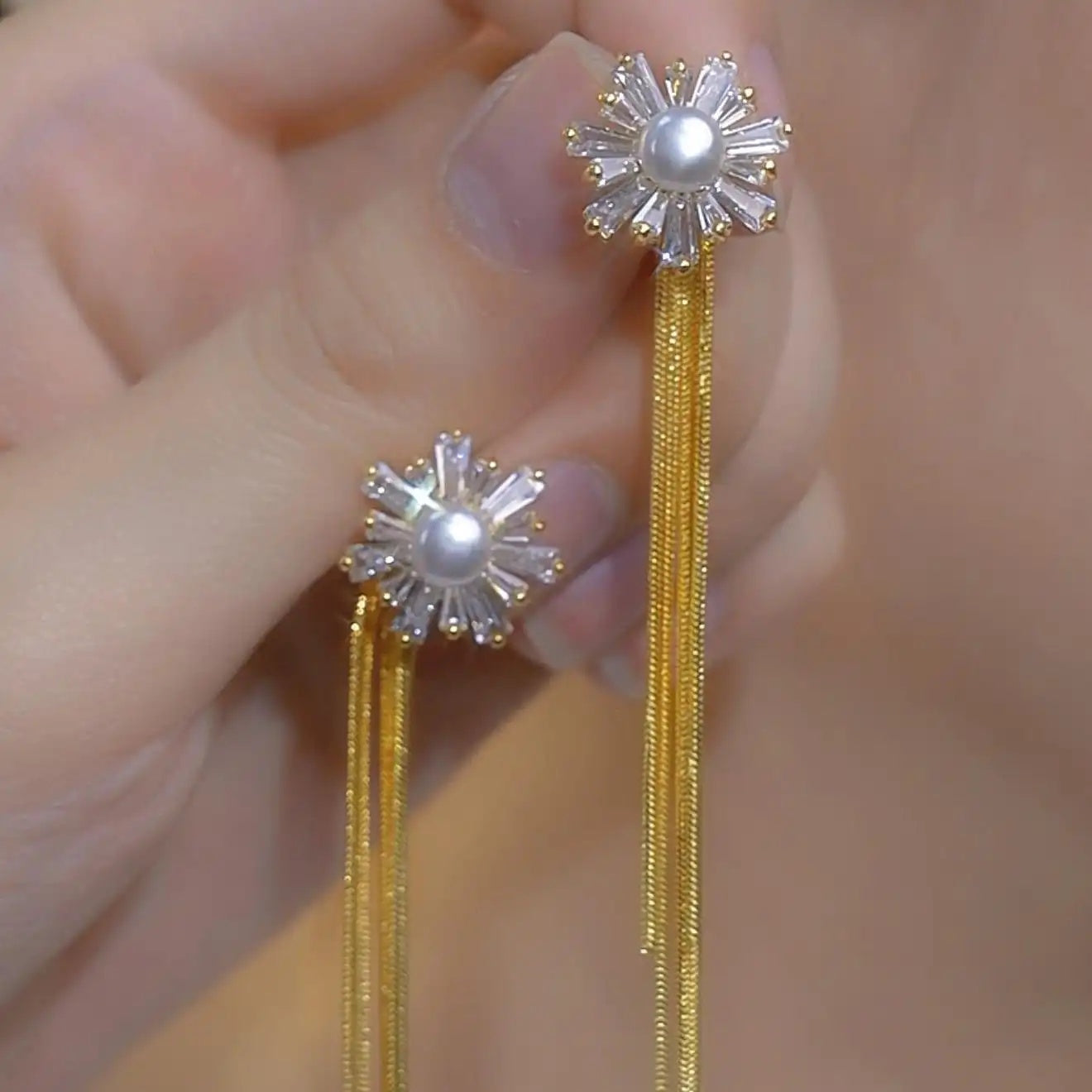 Snowflake Tassel Drop Earrings