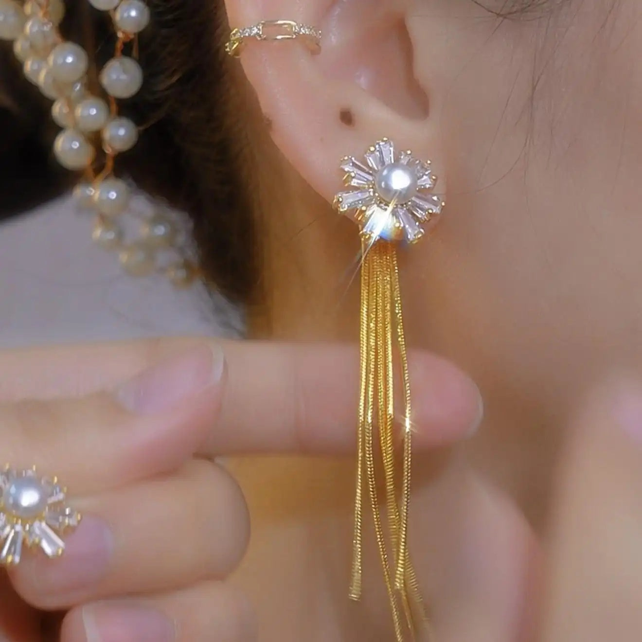 Snowflake Tassel Drop Earrings
