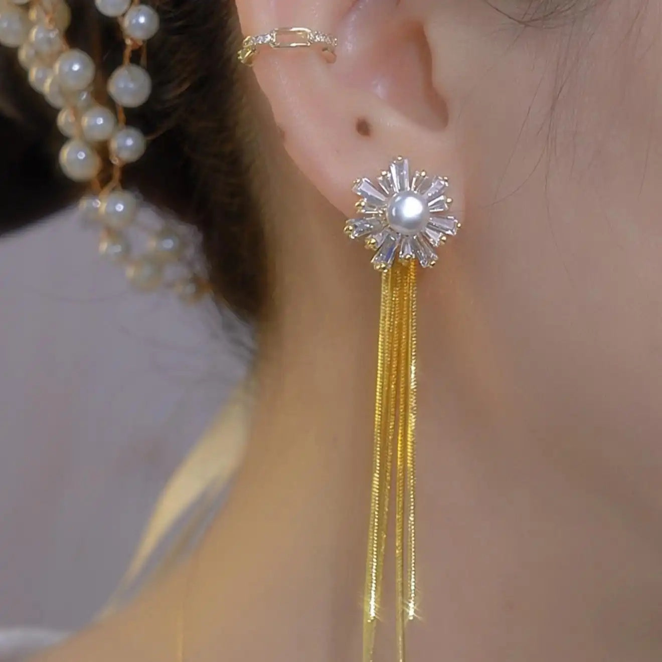 Snowflake Tassel Drop Earrings