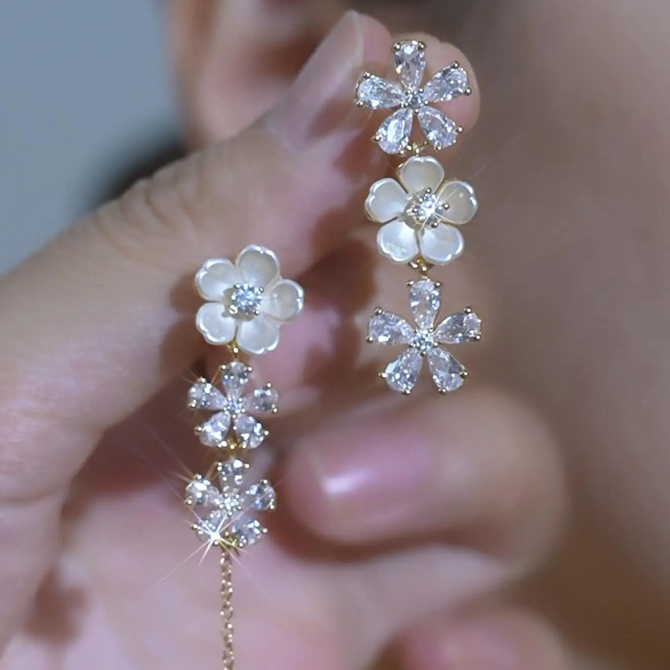 Soft Flower Tassel Drop Earrings