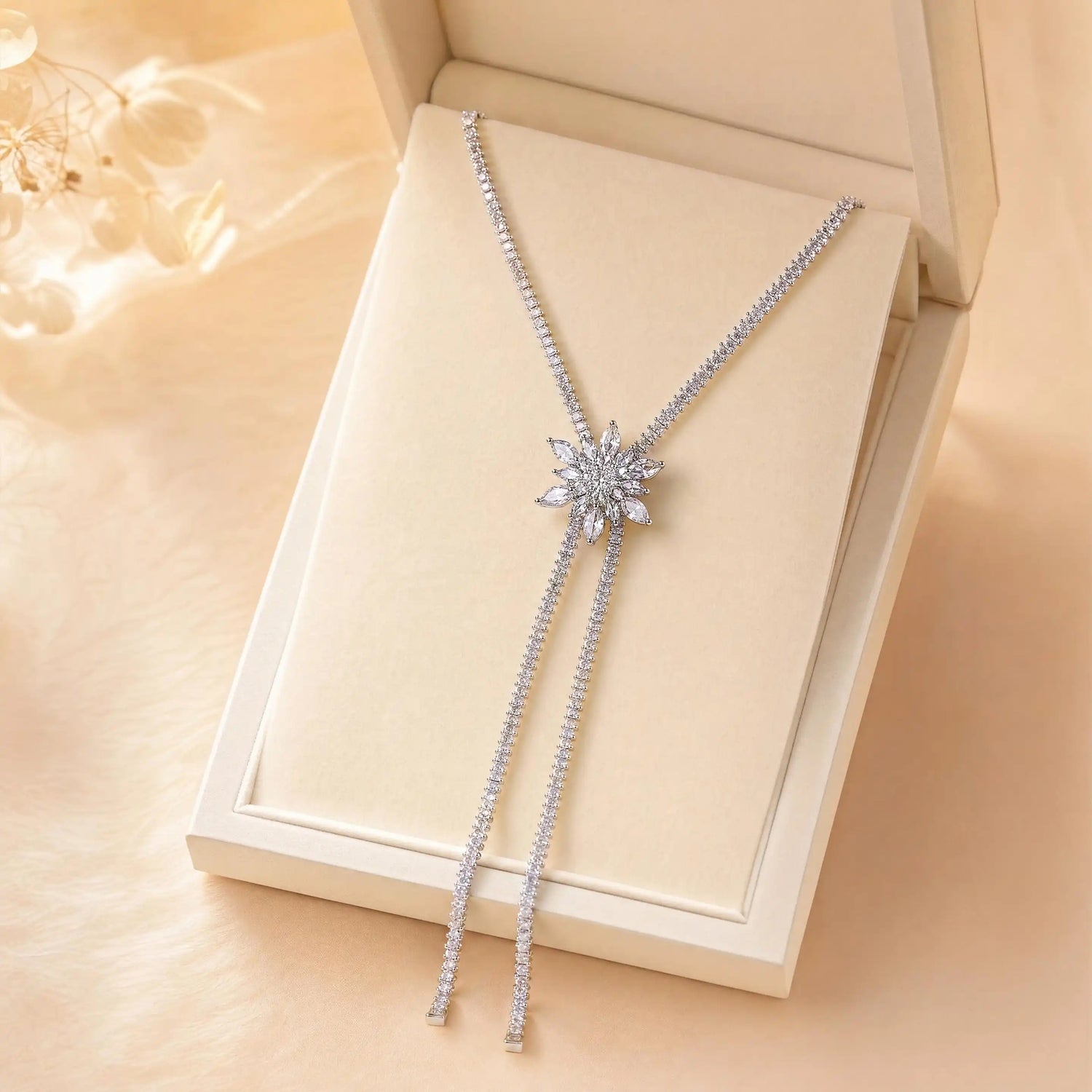 Sparkle Micro Light Bling Square Necklace