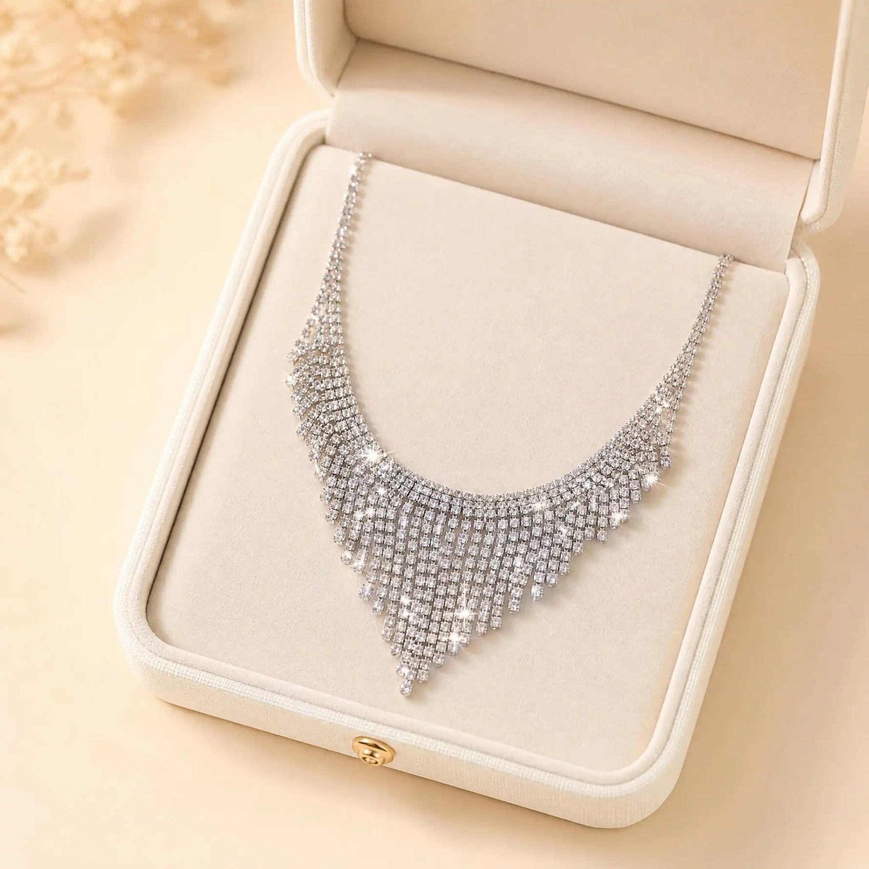 Sparkly Crystal Tassel Necklace