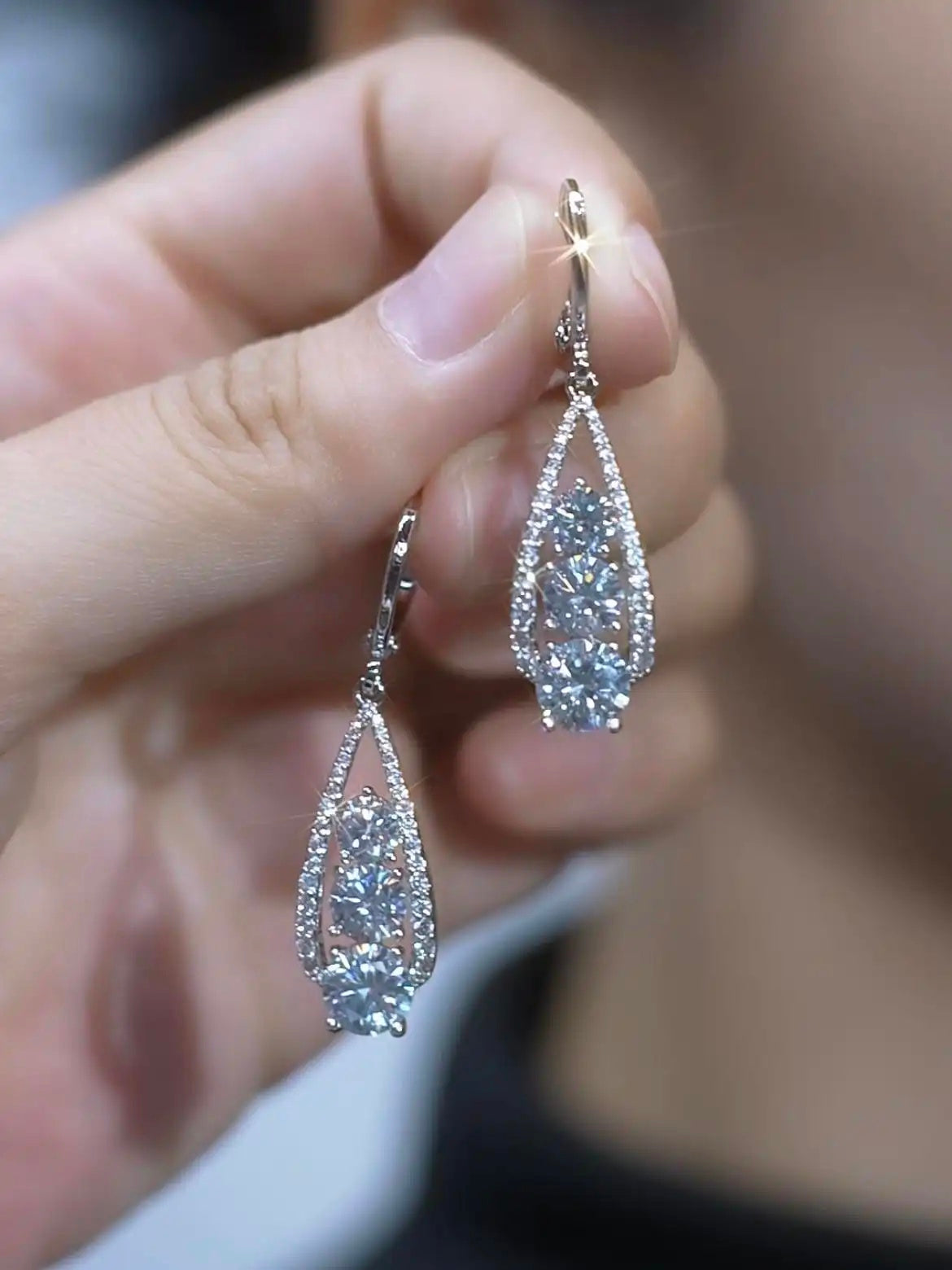 Sparkly Crystal Teardrop Drop Earrings