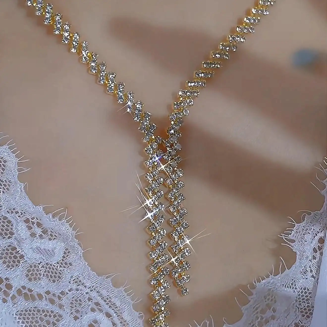 Sparkly Geometric Line Necklace