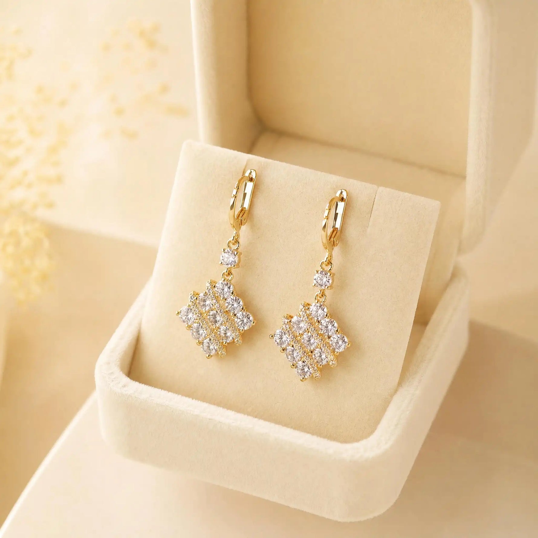Sparkly Square Stud Earrings