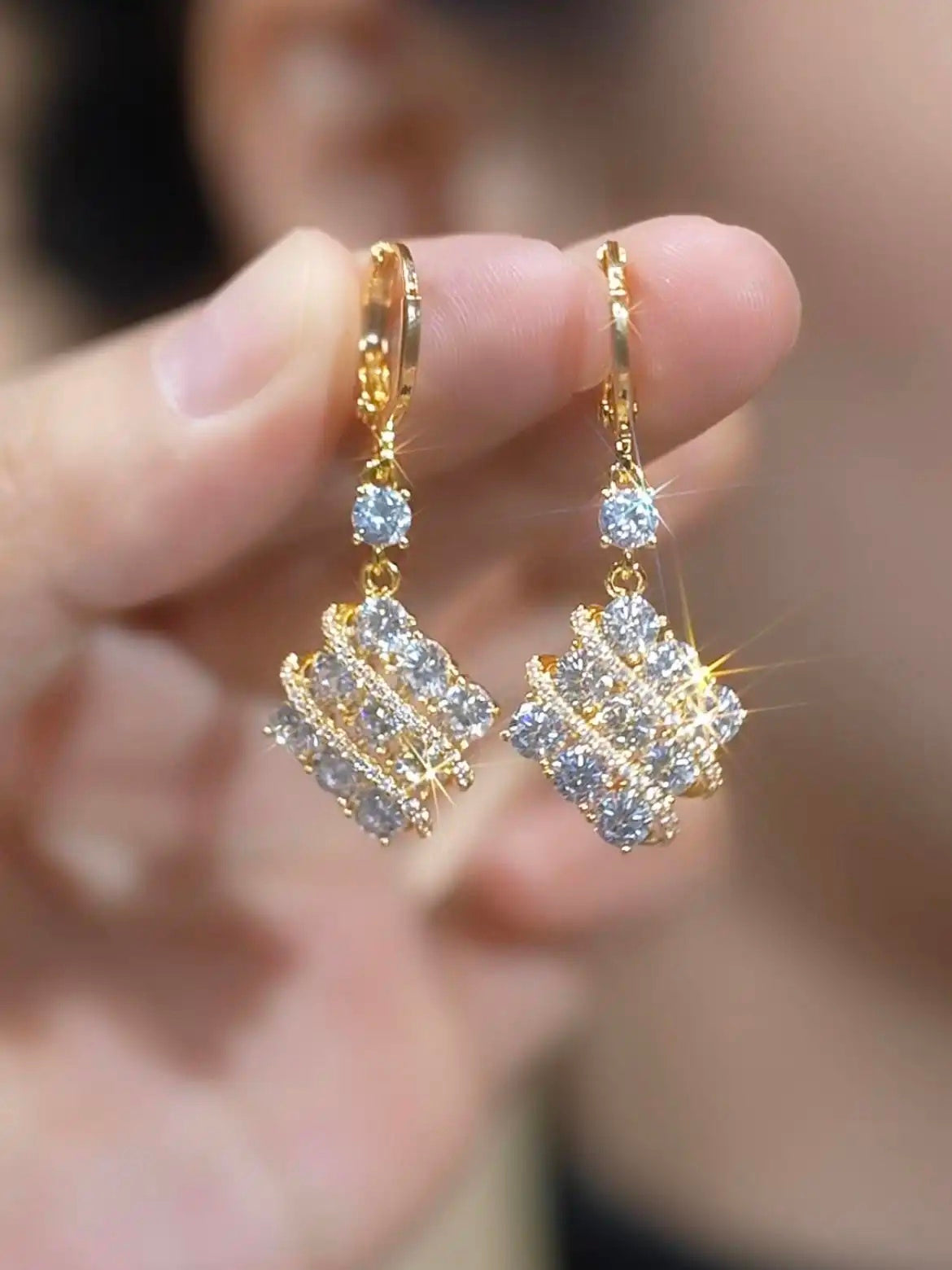Sparkly Square Stud Earrings