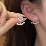 Spring Blossom Pink Rose Smiley Earrings