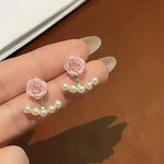 Spring Blossom Pink Rose Smiley Earrings