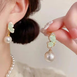 Spring Crystal Butterfly Pearl Earrings