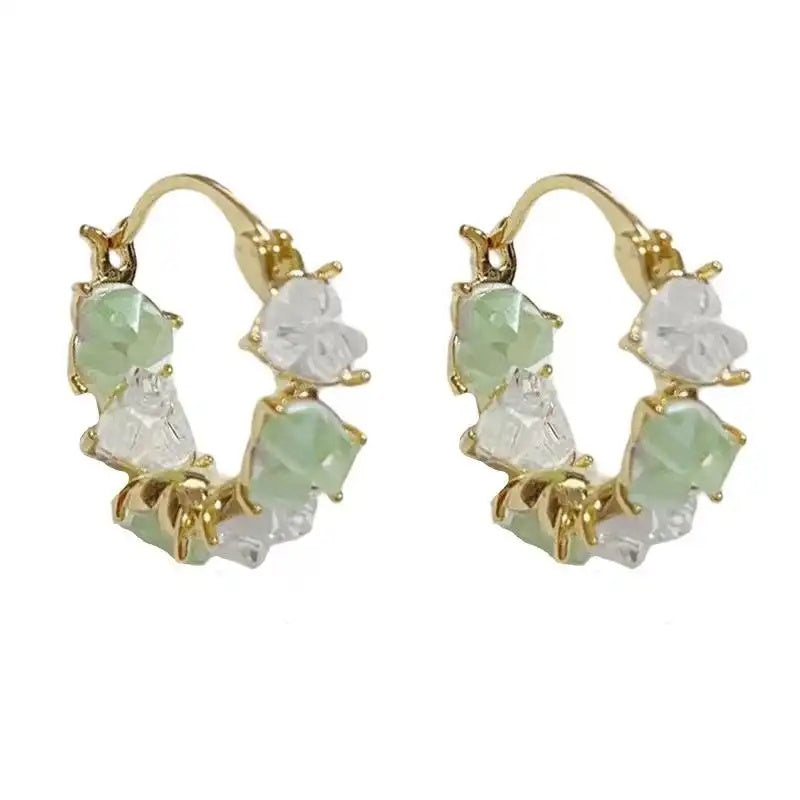 Spring Crystal Heart Ear Cuffs