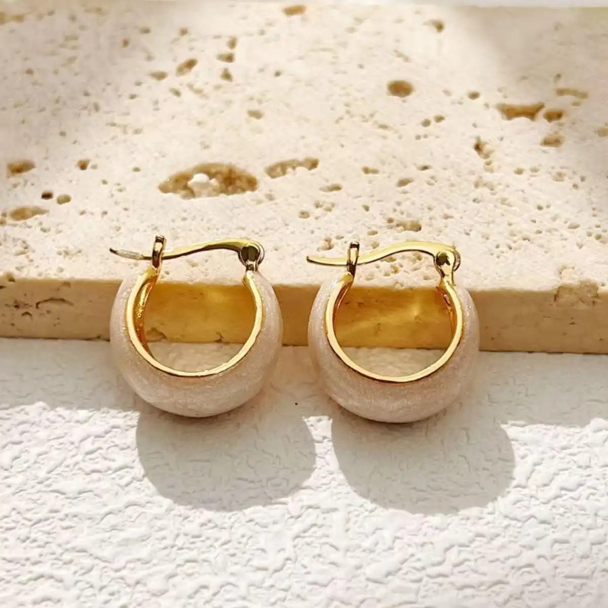 Spring Floral Basket Oil U-Shape Drop Earrings