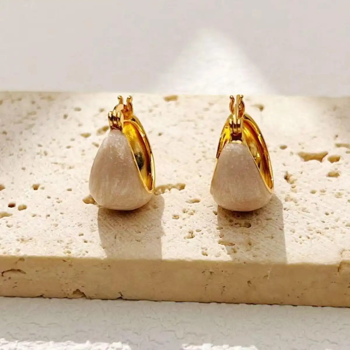 Spring Floral Basket Oil U-Shape Drop Earrings