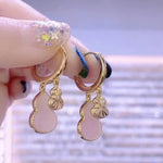 Spring Natural Double-Sided Pink Gourd Pendant Necklace