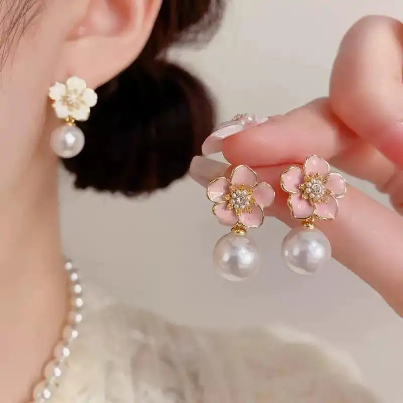 Spring Petal Pearl Earrings