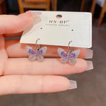 Spring Purple Butterfly Crystal Ear Cuffs