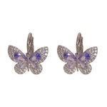 Spring Purple Butterfly Crystal Ear Cuffs