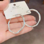 Spring Retro Thick Silver Enamel Hoop Earrings