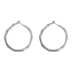 Spring Retro Thick Silver Enamel Hoop Earrings