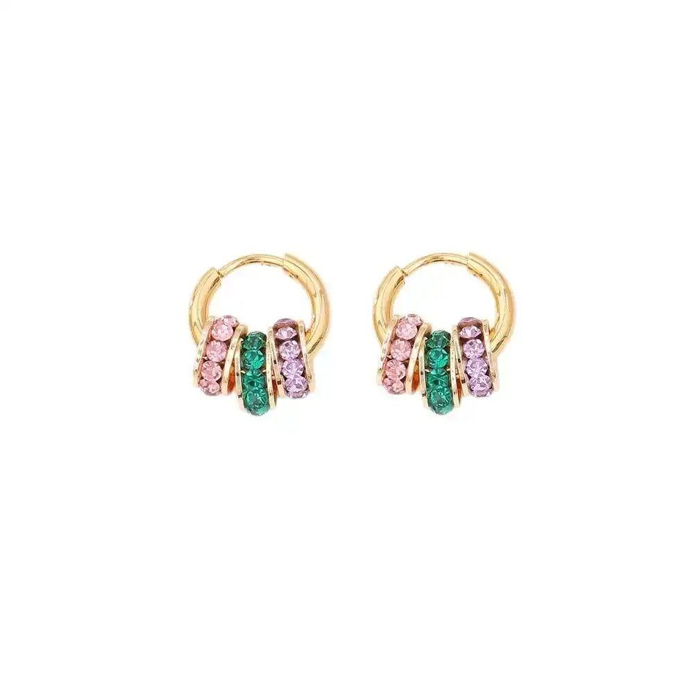 Spring Scenery French Euro-American Dopamine Hoop Earrings