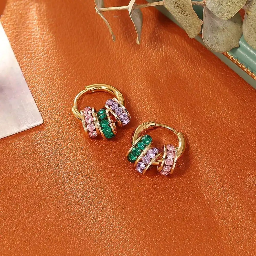 Spring Scenery French Euro-American Dopamine Hoop Earrings