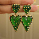 Spring Summer Heart Oil Painting Earrings