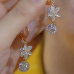 Spring Summer Petal Diamond Bead Drop Earrings
