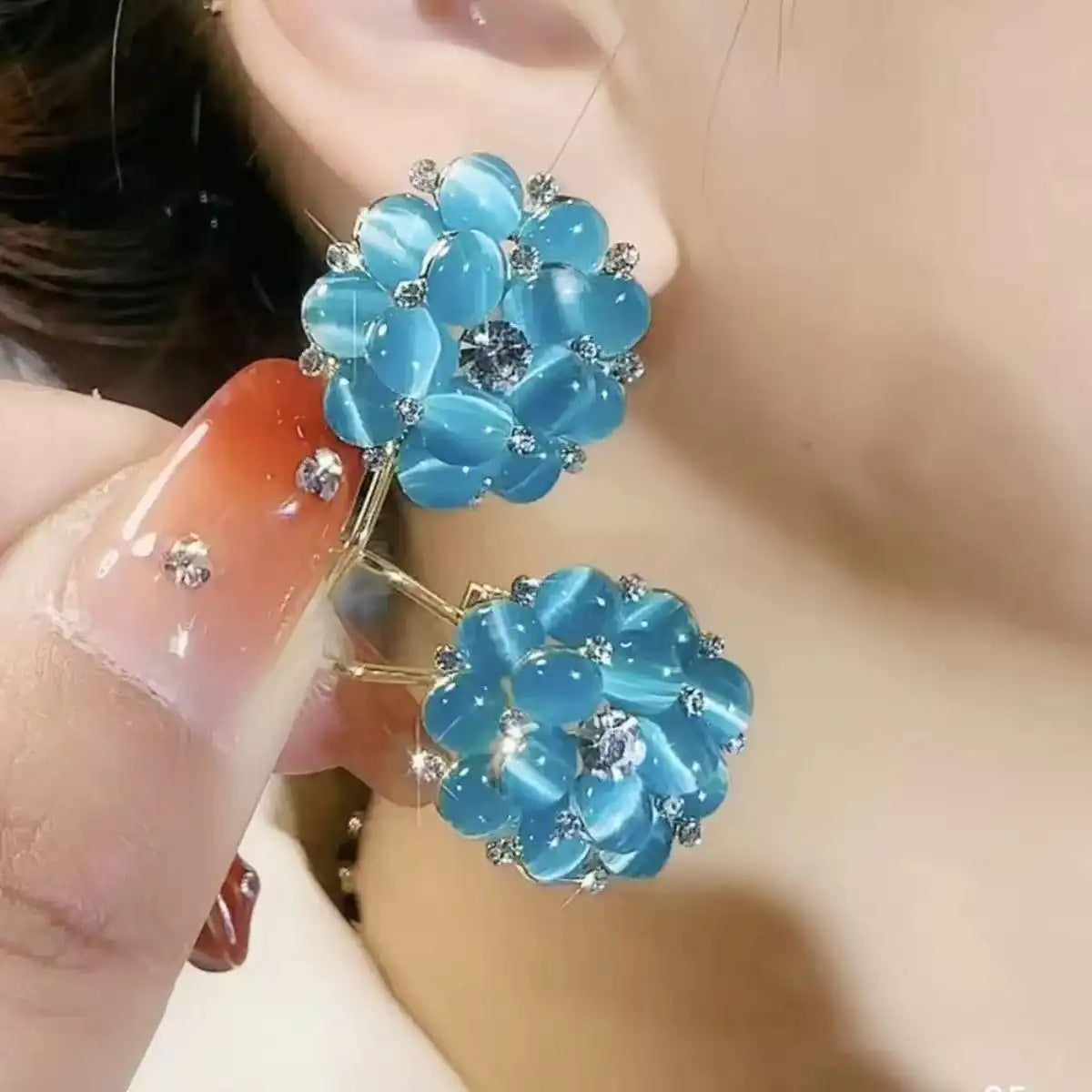 Spring Summer Petal Tassel Celebrity Drop Earrings
