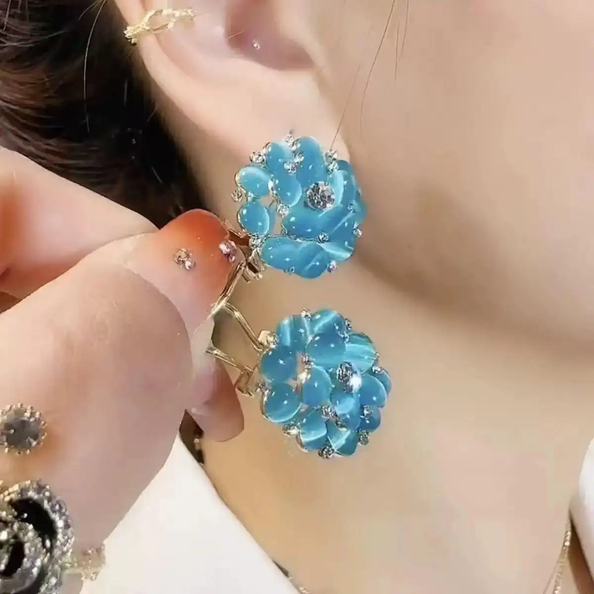 Spring Summer Petal Tassel Celebrity Drop Earrings