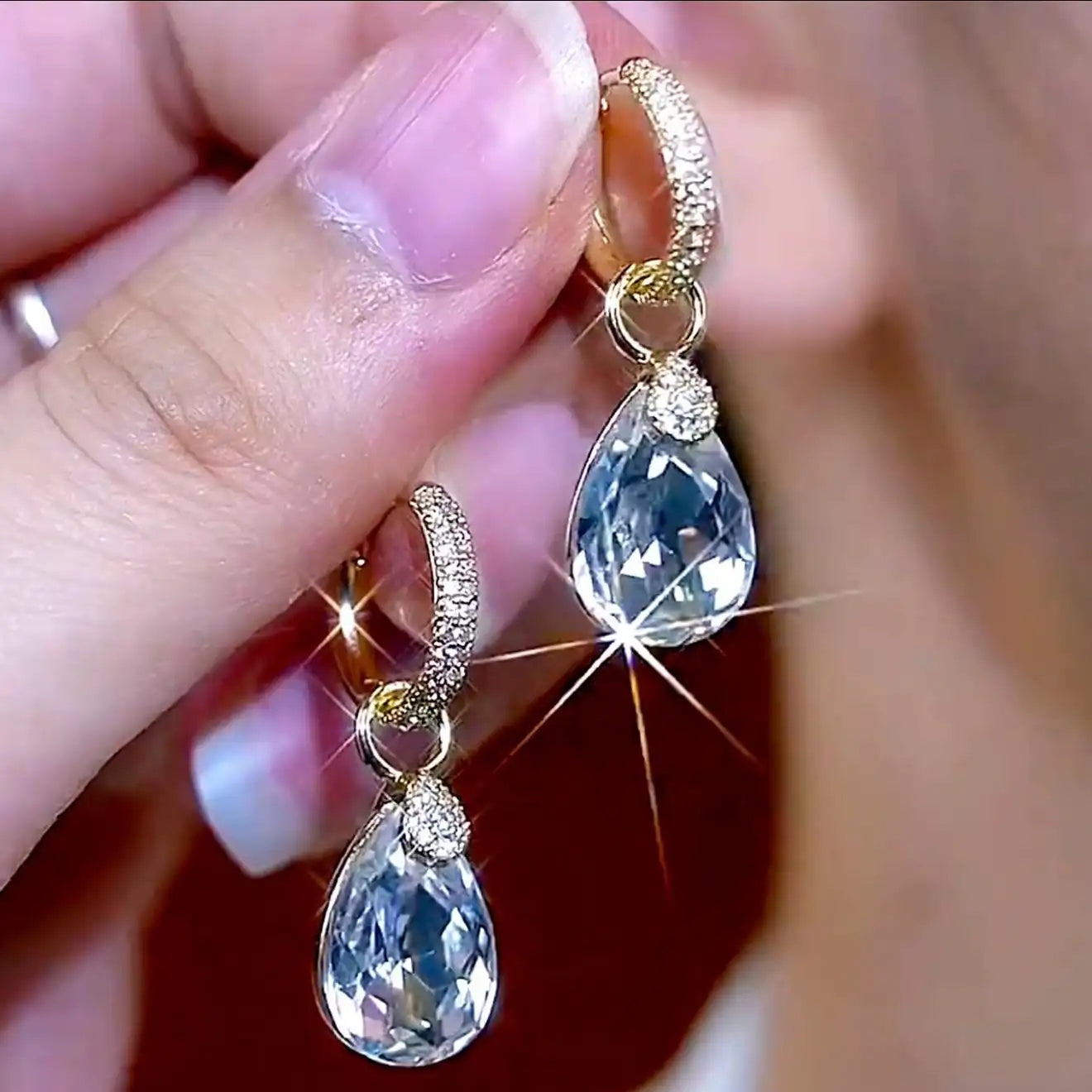 Spring Summer White Teardrop Hoop Earrings
